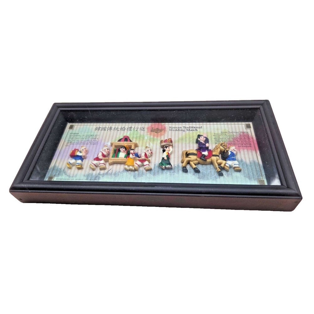 Korean Traditional Wedding March Shadow Box 3D Figures English Wall Hanging